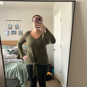 Olive green waffle shirt